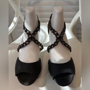 ANTONIO MELANI Black Heels with Beaded Straps.